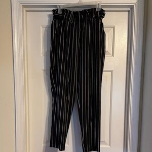 Fashion Nova Black and White Striped Trousers